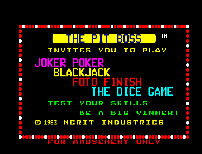 The Pit Boss (set 1) Title Screen